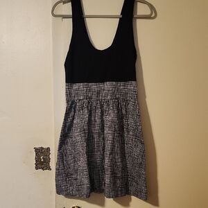Express Black and White Pleated Mini Sundress